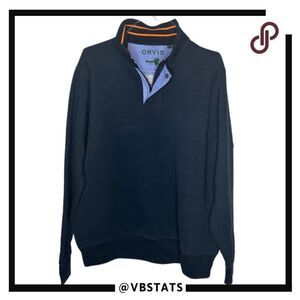 Orvis 1/4 Zip Button Top Navy Blue‎ Outdoor Adventure Jacket in Size Large
